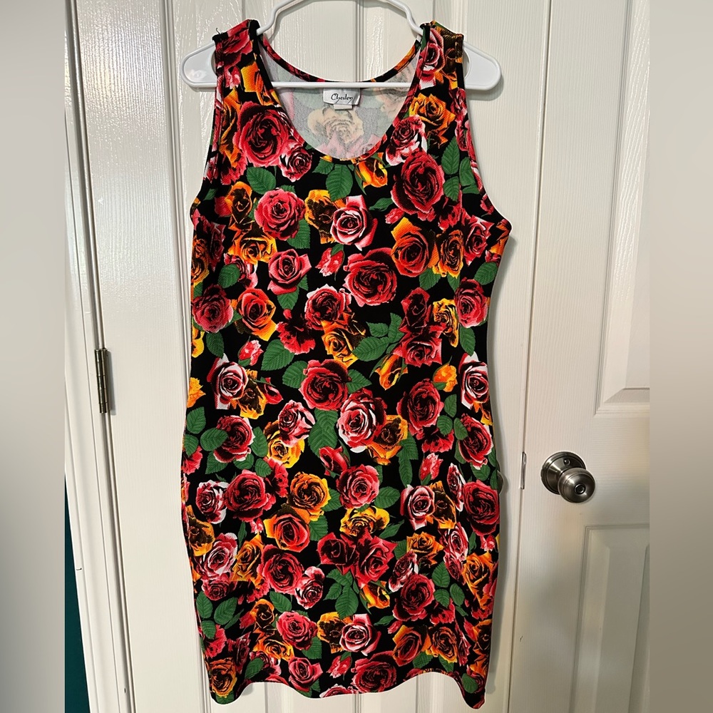 Casual rose print dress